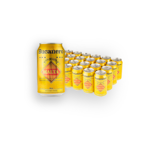 Lata de malta marca Bucanero y un pack  (Caja) de 24 maltas